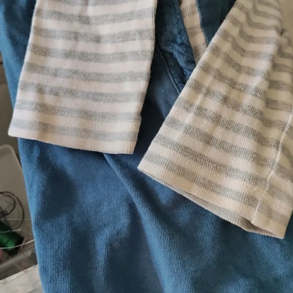 Mini Boden dress 2 to 3 years blue gray strip sleeves cotton spring dress